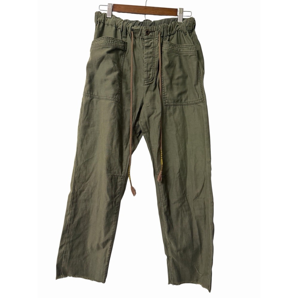 Free People Olive Green Utility Pants Women's Small Paper bag Waist Raw Hem